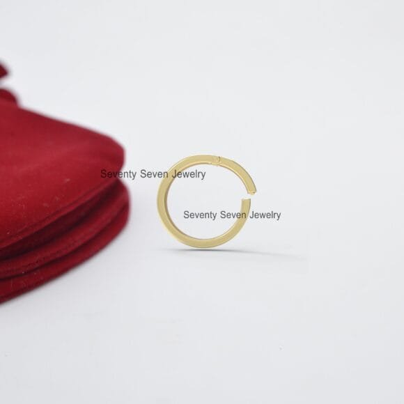 14K Gold Circle charm holder, Push Lock Charm Pendant - Image 3