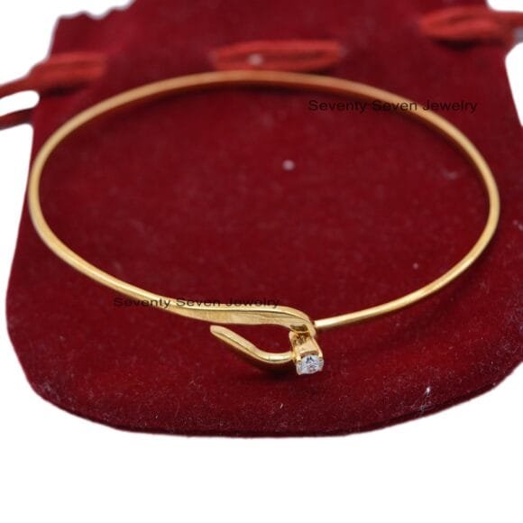 9K Gold Cubic Zircon Bracelet, Bangle Bracelet, Cubic Zircon Bracelet - Image 2