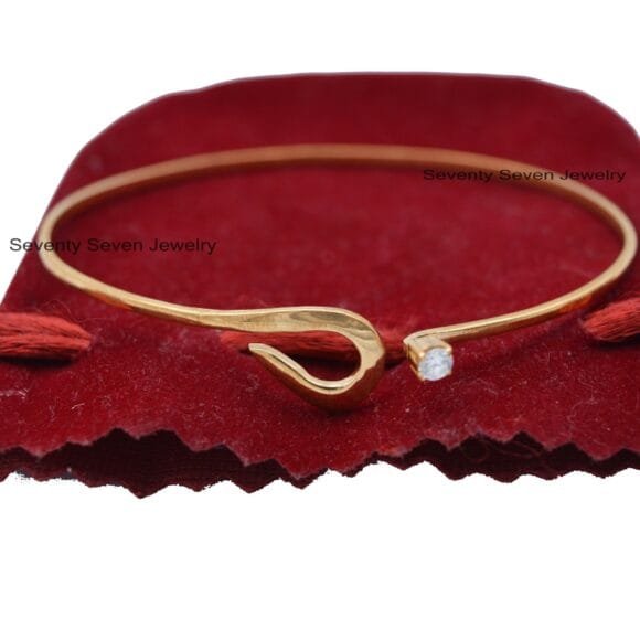 9K Gold Cubic Zircon Bracelet, Bangle Bracelet, Cubic Zircon Bracelet - Image 3