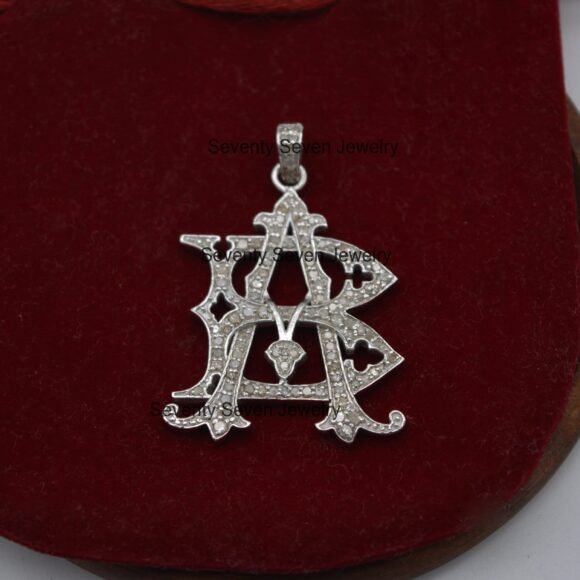 925 Silver Two Letter Monogram, Personalize Diamond Monogram - Image 8