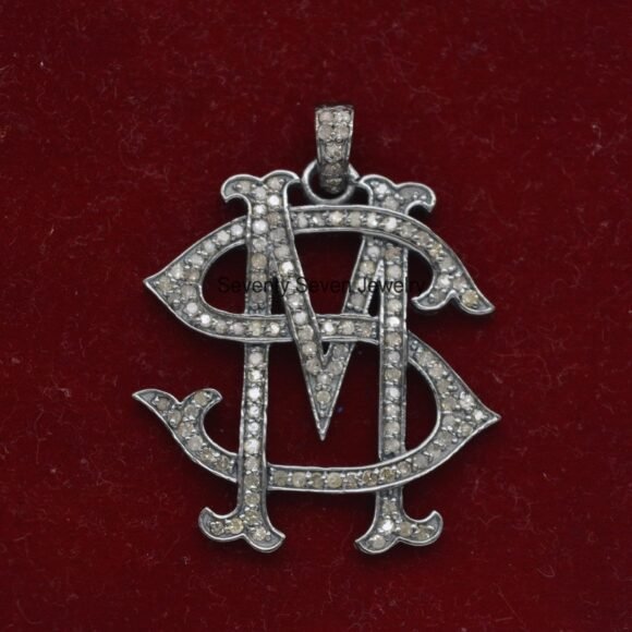 925 Silver Two Letter Monogram, Personalize Diamond Monogram - Image 9