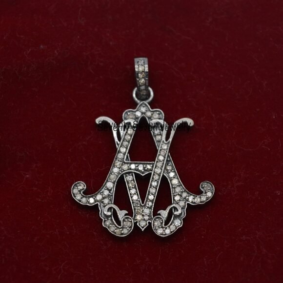 925 Silver Two Letter Monogram, Personalize Diamond Monogram - Image 10