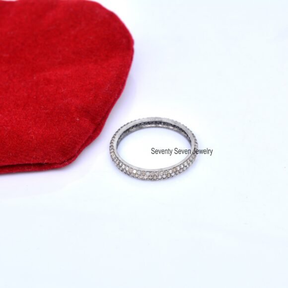 925 Silver Diamond Eternity Ring, Diamond Band Ring - Image 2