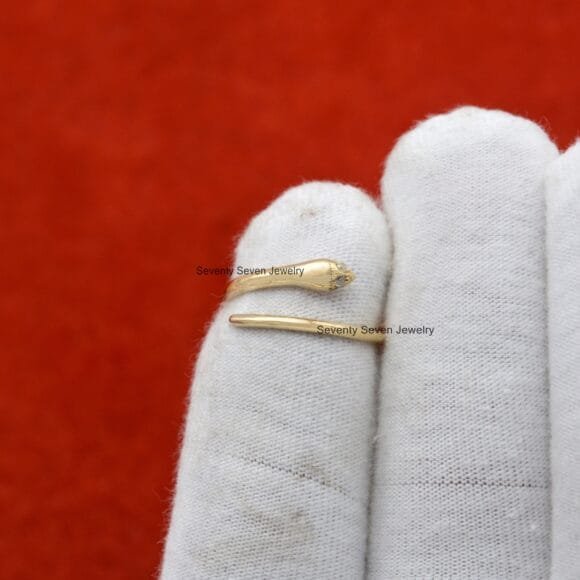 14K Solid Gold Diamond Snake Ring, Diamond Snake Ring Gold - Image 8