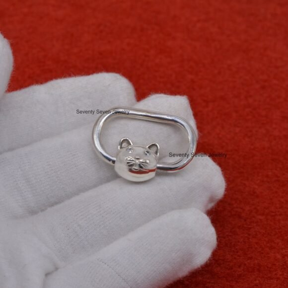 Carabiner Lock With CAT, Silver Diamond Carabiner Lock - Image 6