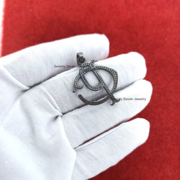 925 Silver Pave Diamond CP-PC Letter Monogram, Pave Diamond Jewelry - Image 5