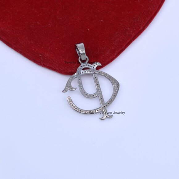 925 Silver Pave Diamond CP-PC Letter Monogram, Pave Diamond Jewelry - Image 2