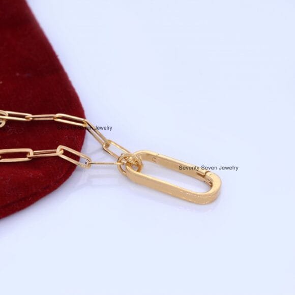 14K Solid Gold Charms Holder, Gold Enhancer Lock, Gold Charm Holder - Image 3