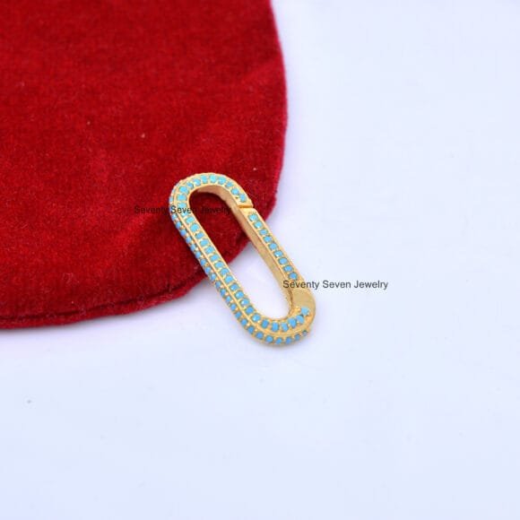 14k Gold Diamond Elongated Enhancer, 3 Side Pave Enhancer Lock - Image 3