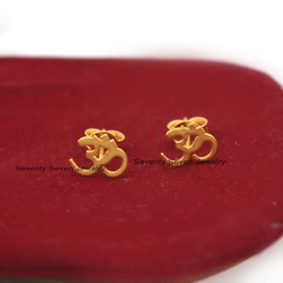 9K Gold OM Studs Earrings, Gold OM Earrings, Om Earrings