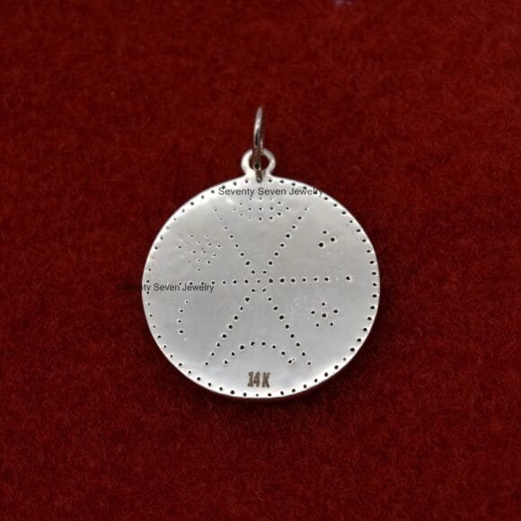 Silver Diamond Medallion Pendant, Multi Gemstone Medallion Pendant - Image 5