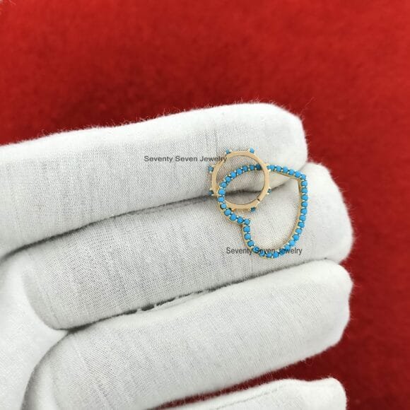 14k Gold Heart Circle Enhancer, 14K Gold Turquoise Charms Holder - Image 5