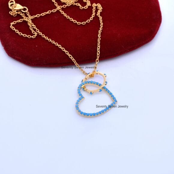 14k Gold Heart Circle Enhancer, 14K Gold Turquoise Charms Holder - Image 3