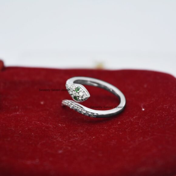 Pave Diamond Snake Ring, Silver Animal Ring, Pave Diamond Ring - Image 8