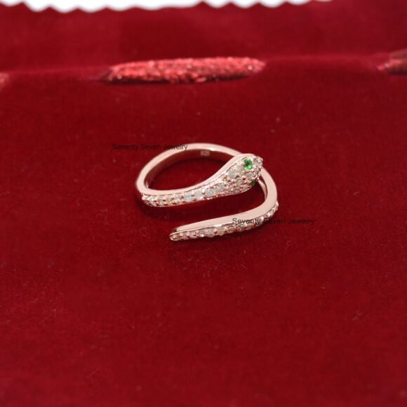 Pave Diamond Snake Ring, Silver Animal Ring, Pave Diamond Ring - Image 7