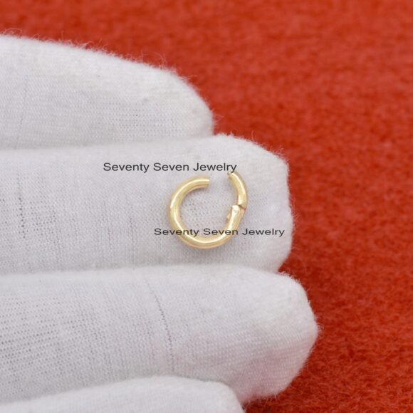 18k Gold Round Charms Holder, 18k Charms Pendant, 18k Gold Link Lock - Image 5