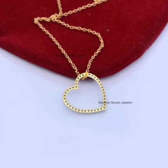 14K Gold Heart Charm Holder Necklace, Gold Heart Pendant, 14k Gold Enhancer - Image 7