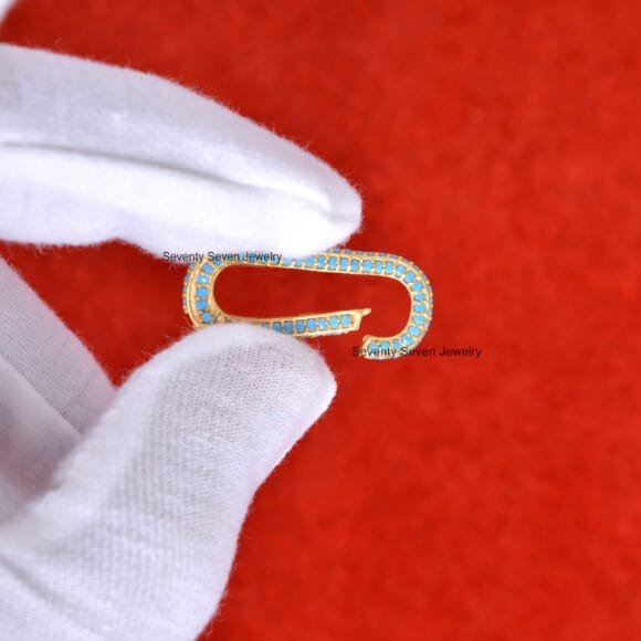 14k Gold Diamond Elongated Enhancer, 3 Side Pave Enhancer Lock - Image 7