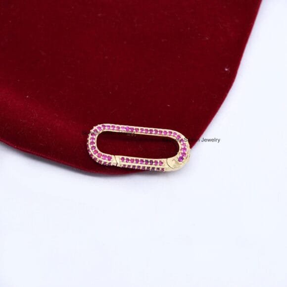 14k Gold Diamond Elongated Enhancer, 3 Side Pave Enhancer Lock - Image 4