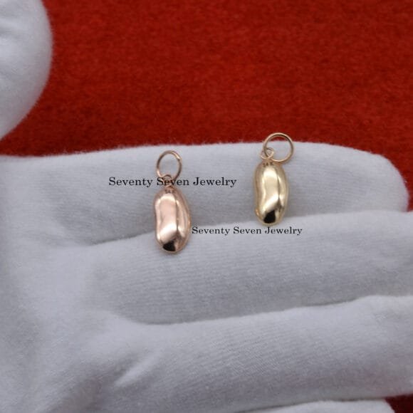 14K Gold Kidney Bean Charms, Minimalist Beans, Charm Bean - Image 7