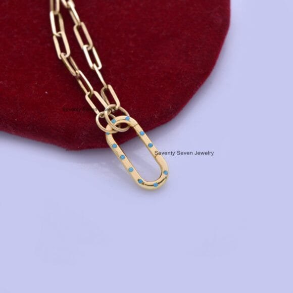 14K Yellow Gold Charm  Enhancer, 14k Enhancer Lock Multi, Diamond Enhancer Elongated - Image 6