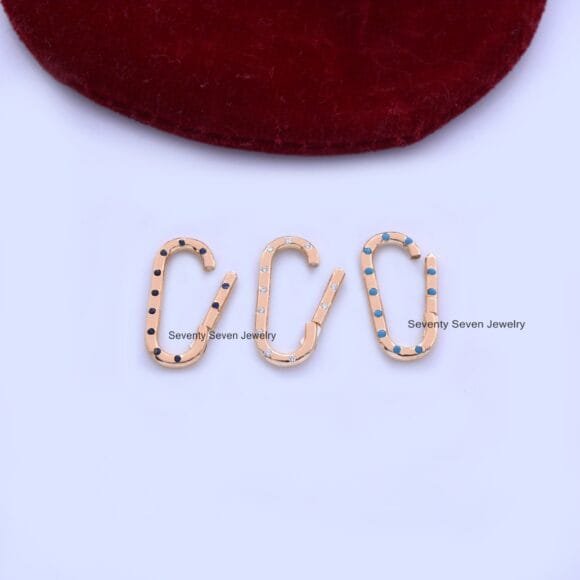 14K Yellow Gold Charm  Enhancer, 14k Enhancer Lock Multi, Diamond Enhancer Elongated - Image 2