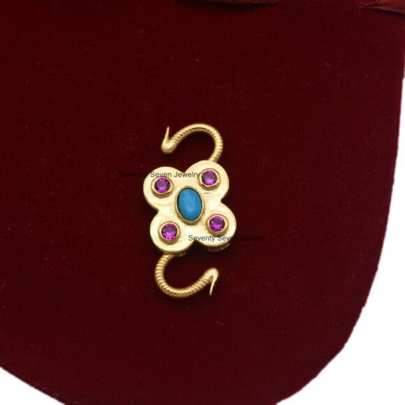 14K Gold Gemstone Floral Padlock, Gold Gemstone Padlock - Image 5