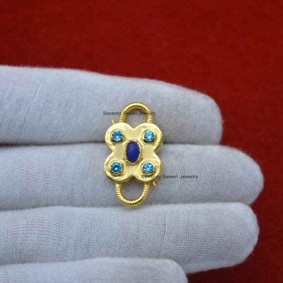 Gold Gemstone Floral Padlock, Solid Gold Floral Padlock - Image 9