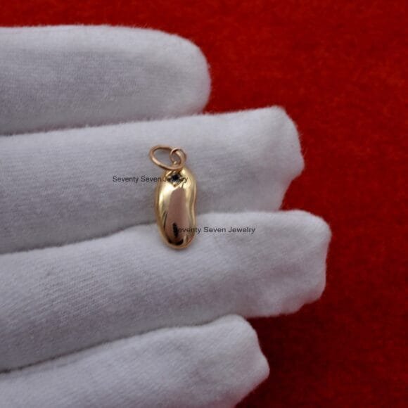 14K Gold Kidney Bean Charms, Minimalist Beans, Charm Bean - Image 6