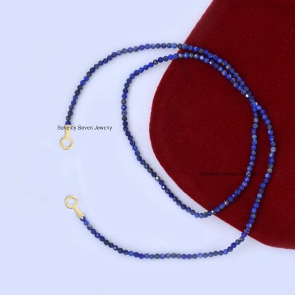 18k Gold Enhancer Beads Chain, Gold Garnet Beads Necklace - Image 6