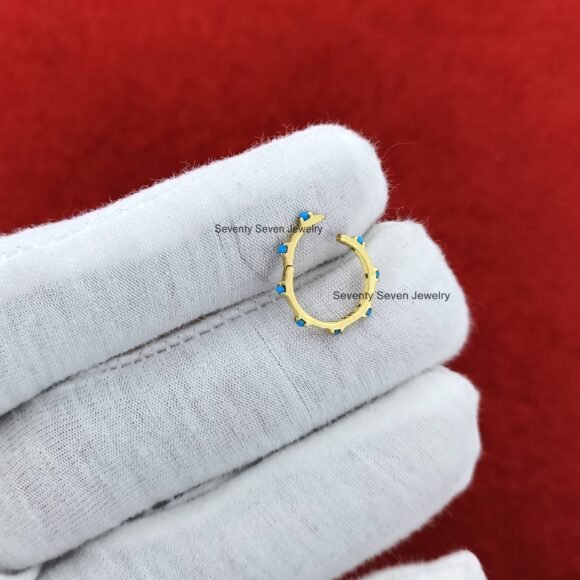 9k Solid Gold Heart Pendant, 9K Gold Enhancer, 9K Turquoise Link Lock - Image 9