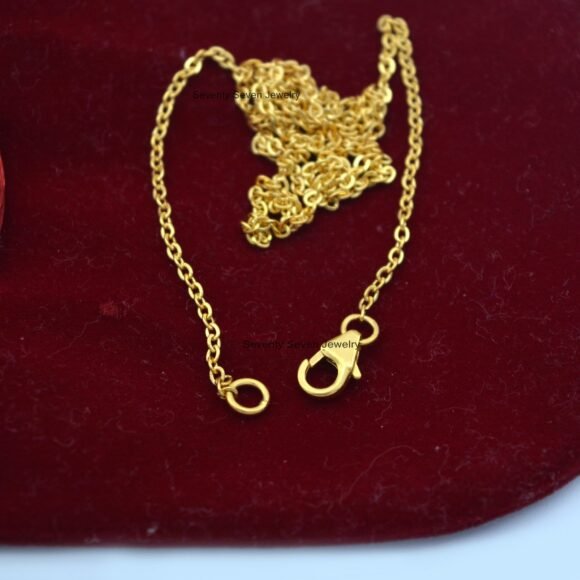 14K Lobster Thin Chain Necklace, 1.33 MM Thick Chain Jewelry - Image 5