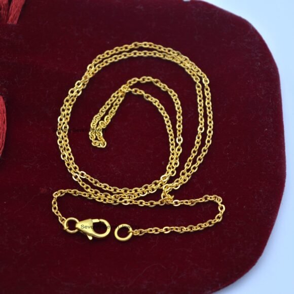 14K Lobster Thin Chain Necklace, 1.33 MM Thick Chain Jewelry - Image 4
