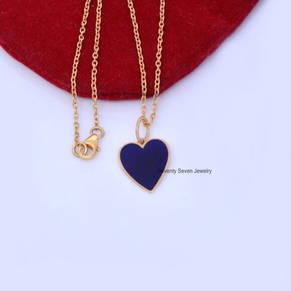 Heart Enamel 9K Gold Pendant, Enamel Gold Heart Charms - Image 5