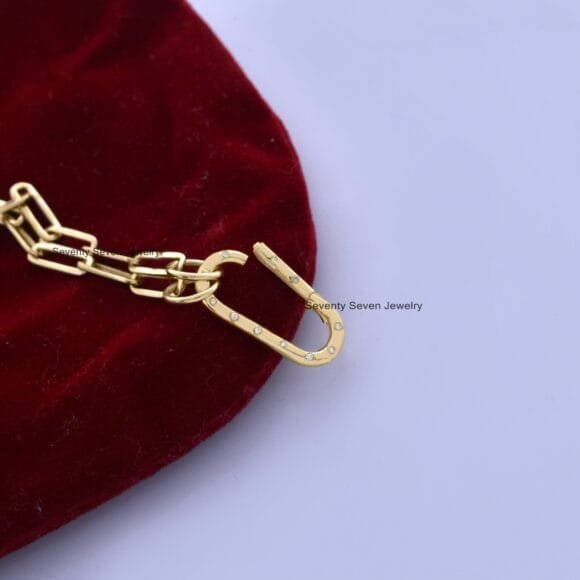 14K Yellow Gold Charm  Enhancer, 14k Enhancer Lock Multi, Diamond Enhancer Elongated - Image 5