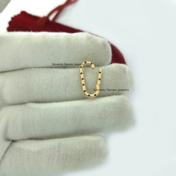 9K Gold Enhancer Charm Holder, Solid Gold Turquoise Enhancer Charm - Image 8
