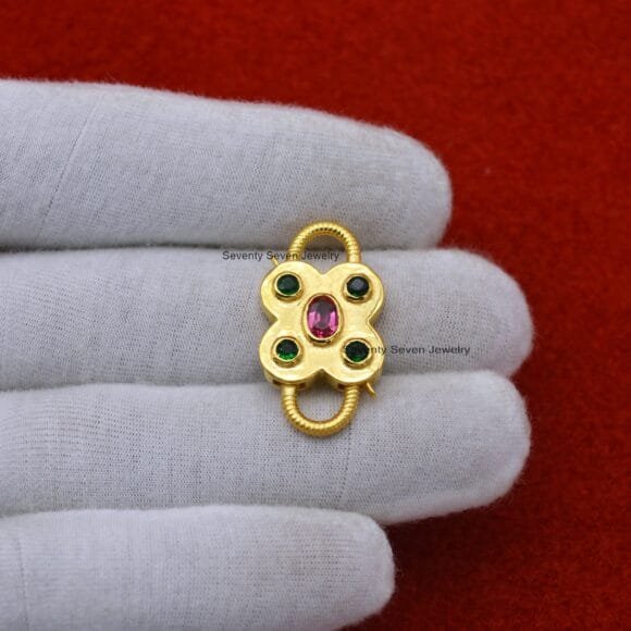 Gold Gemstone Floral Padlock, Solid Gold Floral Padlock - Image 10