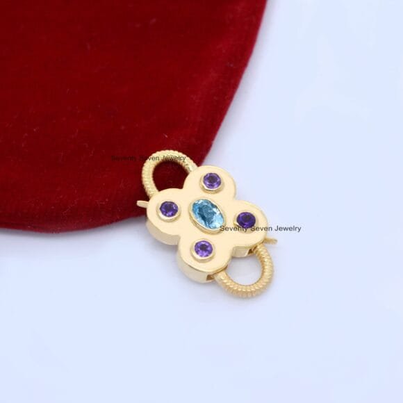 Gold Gemstone Floral Padlock, Solid Gold Floral Padlock - Image 6