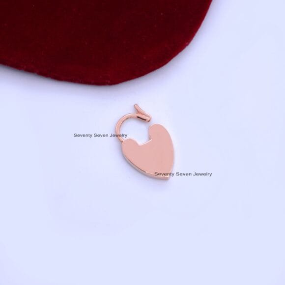 9K Gold Heart Padlock, 9K Gold Plain Heart Lock, Gold Dainty Padlock - Image 6