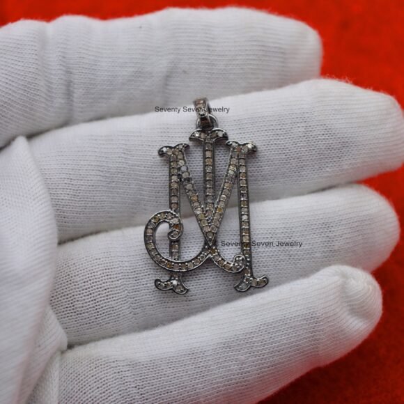 Diamond Monogram Pendant, Custom Monogram Pendant - Image 5