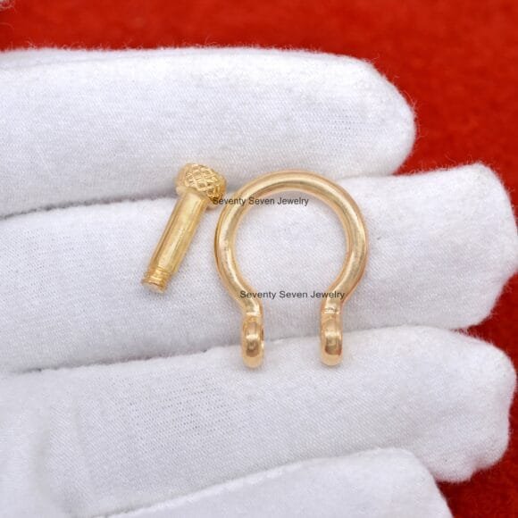 14K Gold Shackle Lock, Gold Shackle Connector Lock, Anchor Shackle Lock - Image 6
