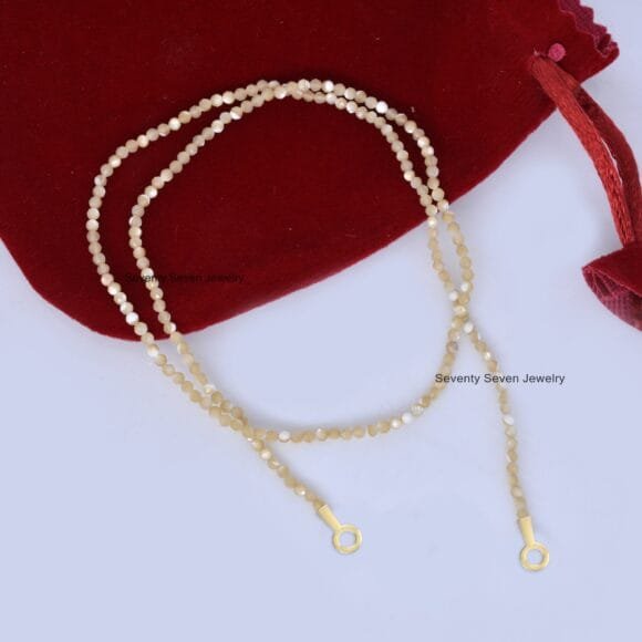 18k Gold Enhancer Beads Chain, Gold Garnet Beads Necklace - Image 5