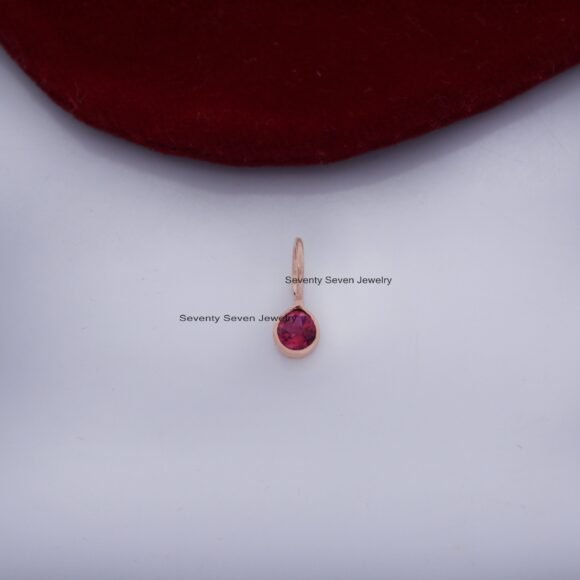 Solid 9K Gold Tourmaline Drop Pendant, Gold Turquoise Pendant - Image 8