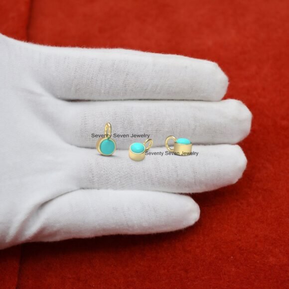 Tiny Drop 14K Gold Pendant, Gold Gemstone Tiny Drop Charms - Image 7