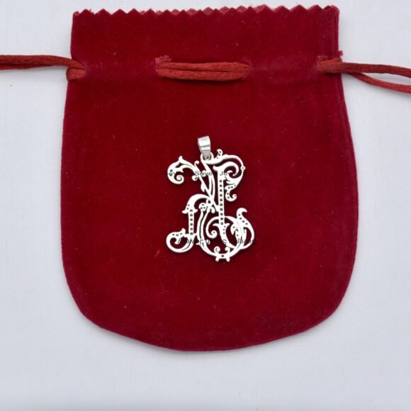 Gold Plated Diamond Monogram Pendant, 2 Letter Monogram - Image 10