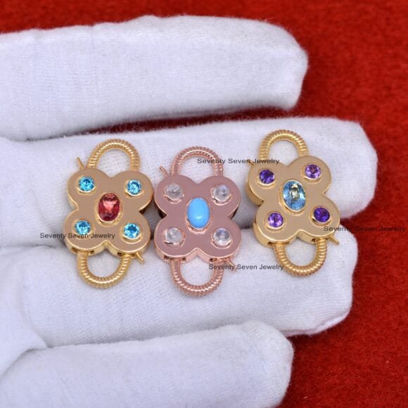 Gold Gemstone Floral Padlock, Solid Gold Floral Padlock - Image 5