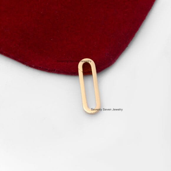14K Gold Elongated Oval Enhancer, 14K Gold Enhancer Charm Holder - Image 5