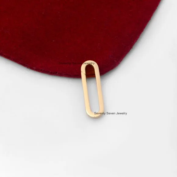 18K Gold Enhancer Link Lock, Elongated Oval, Charm Holder - Image 3