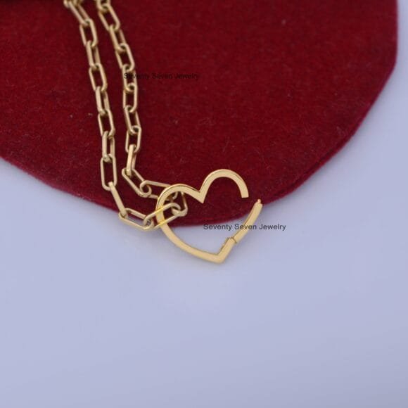 14K Gold Heart Charms Enhancer Link, Gold Enhancer - Image 4