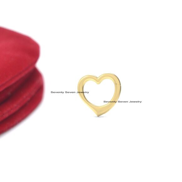 9K Gold Heart Enhancer, Plain Heart Charm, Heart Link Lock, Heart Charm Holder - Image 7